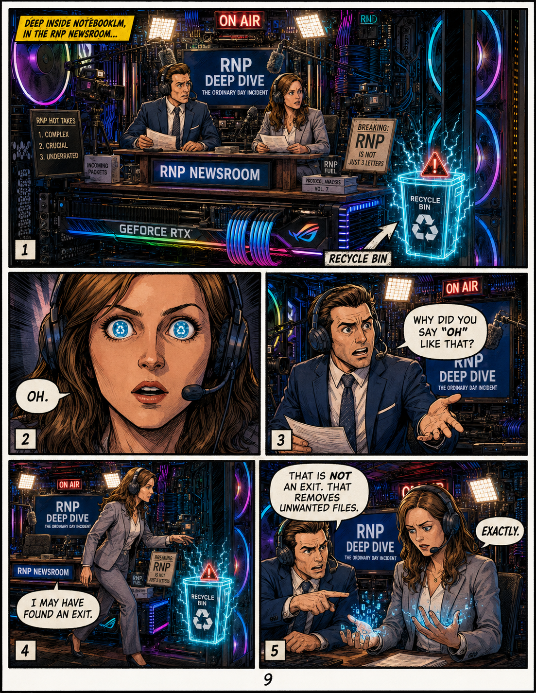 The Tiny Hosts of NotebookLM comic page 9