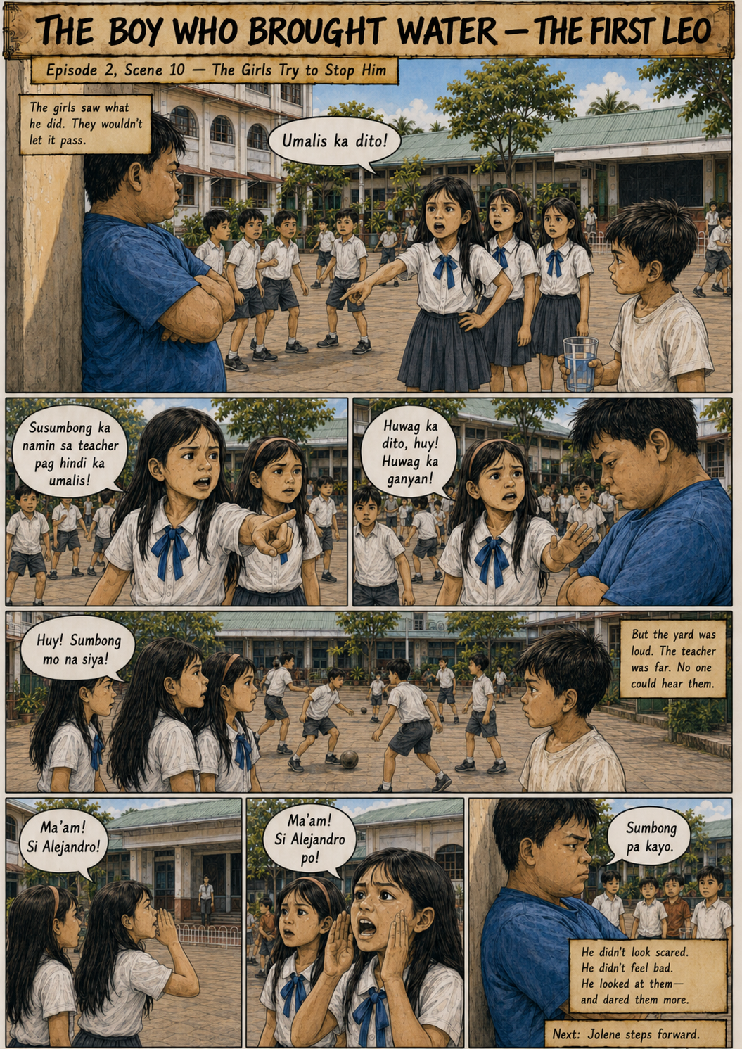 The First Leo Comic Archive Episode 2 Luksong Baka: Patay Kang Bata Ka! — Scene 10: The Girls Try to Stop Him