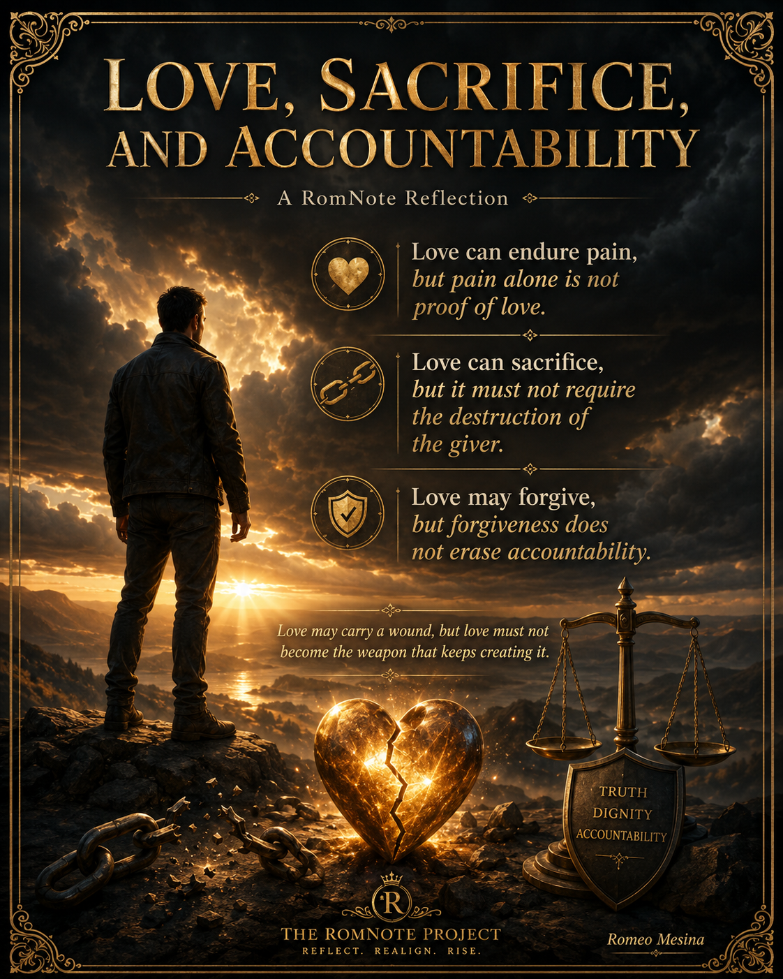 Love, Sacrifice & Accountability graphical inspiration poster
