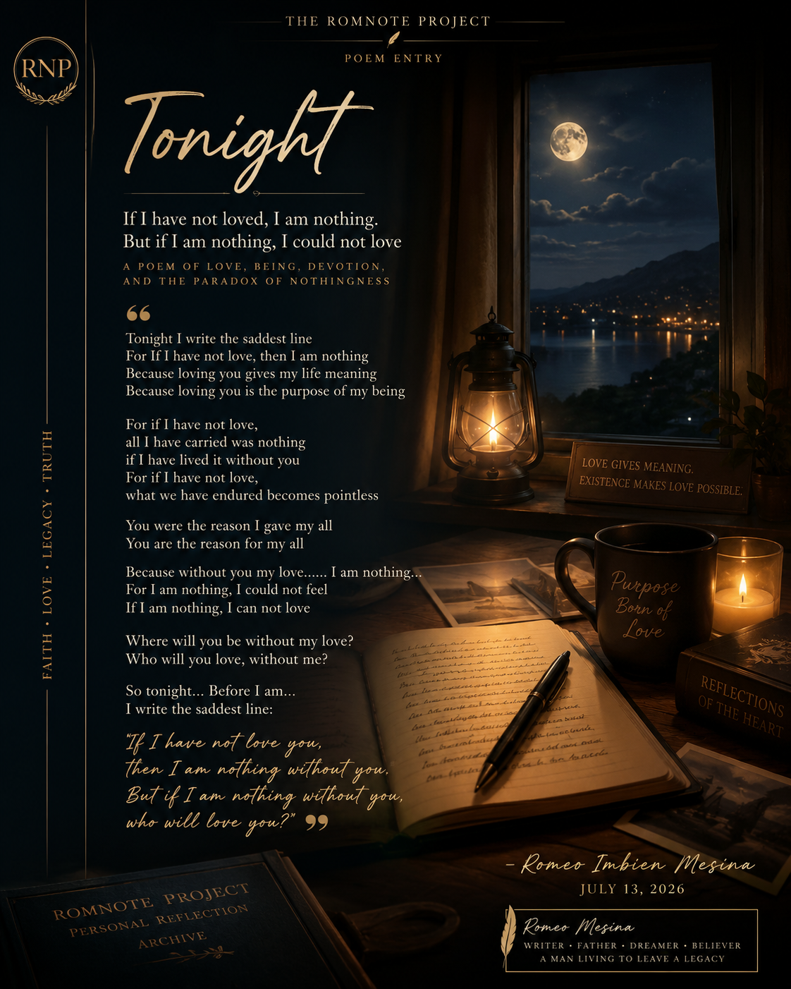 Tonight graphical inspiration artwork for the RomNote poem